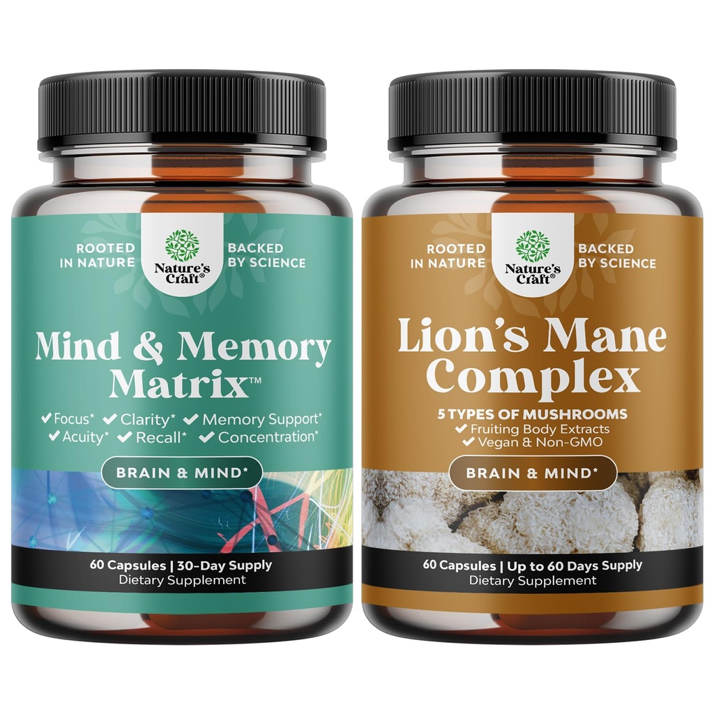 고급 Nootropics 두뇌 지원 보충 메모리 및 초점 비타민 및 고급 라이온의 Mane 버섯 보충 Reishi, Chaga, Maitake 및 메모리 지원 및 초점을위한 Shiitake