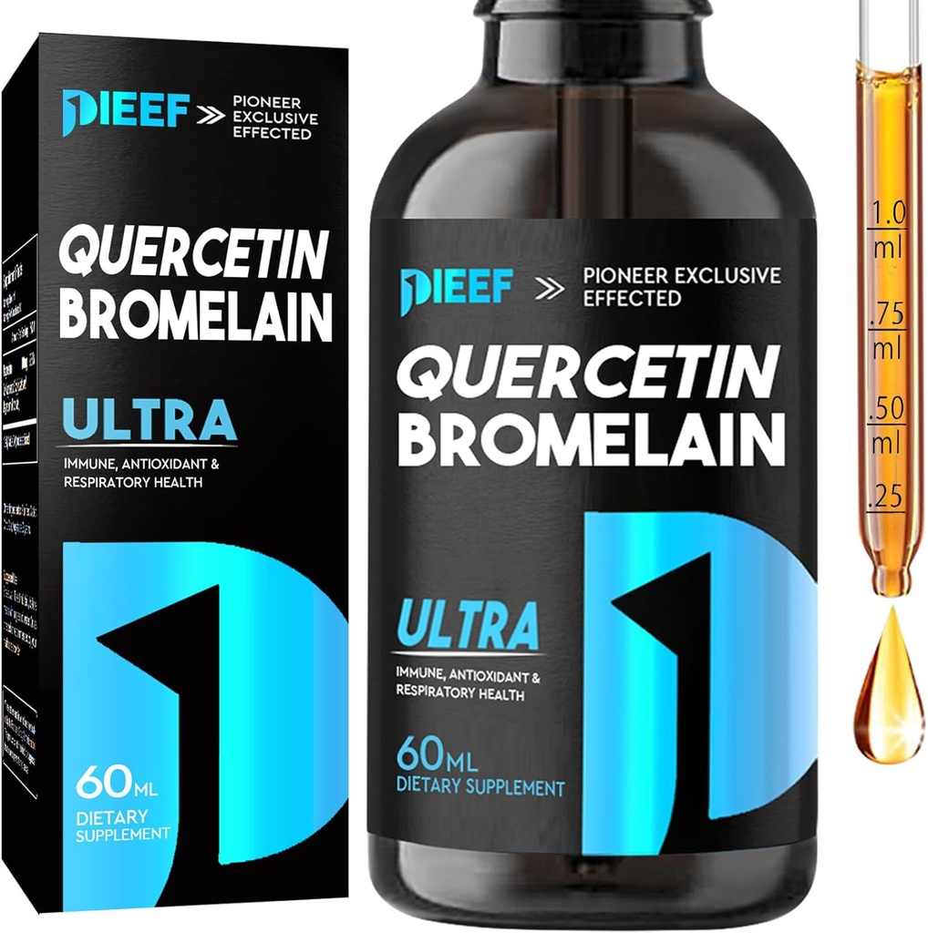Bromelain 액체 하락을 가진 Quercetin, Quercetin는 1000mg의 호흡 건강 면역성이 있는 복잡한 지원, 아연을 가진 7-in-1 Quercetin 액체 하락을 보충합니다