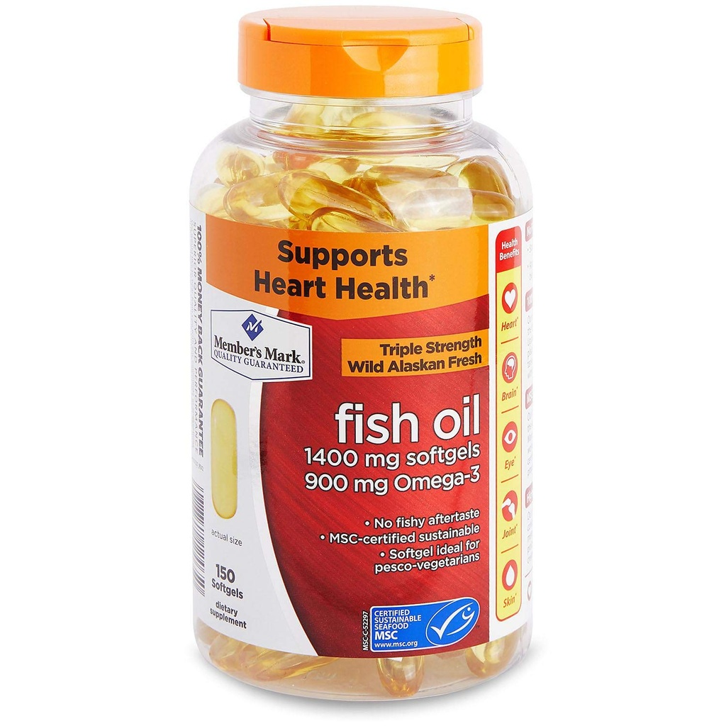 회원 마크 - 오메가 3, 생선 기름 1400 mg (900 mg EPA / DHA), Enteric 코팅, 150 Softgels