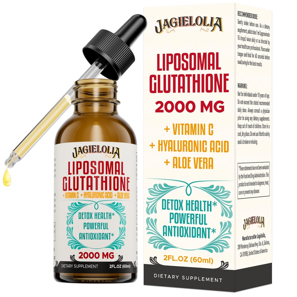 Liposomal 글루타티온 액체 2000MG – 여자 & 남자를 위한 산화 제독제 Detox 보충교재, Hyaluronic 산 + 알로에 Vera + 비타민 C, 자연적인 & Vegan, 2 FL.OZ와 더불어 시효 방어, Liver 기능 & 에너지,