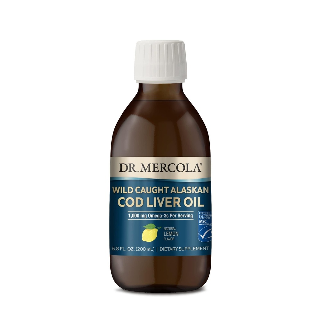 박사. Mercola 야생 잡힌 알래스카 코드 간장 오일, 6.8 Fl. Oz. (200 mL), 40 서빙, 다이어트 보충 당 1,000 mg 오메가-3s, 뇌 및인지 기능 지원, 비 GMO, MSC 인증