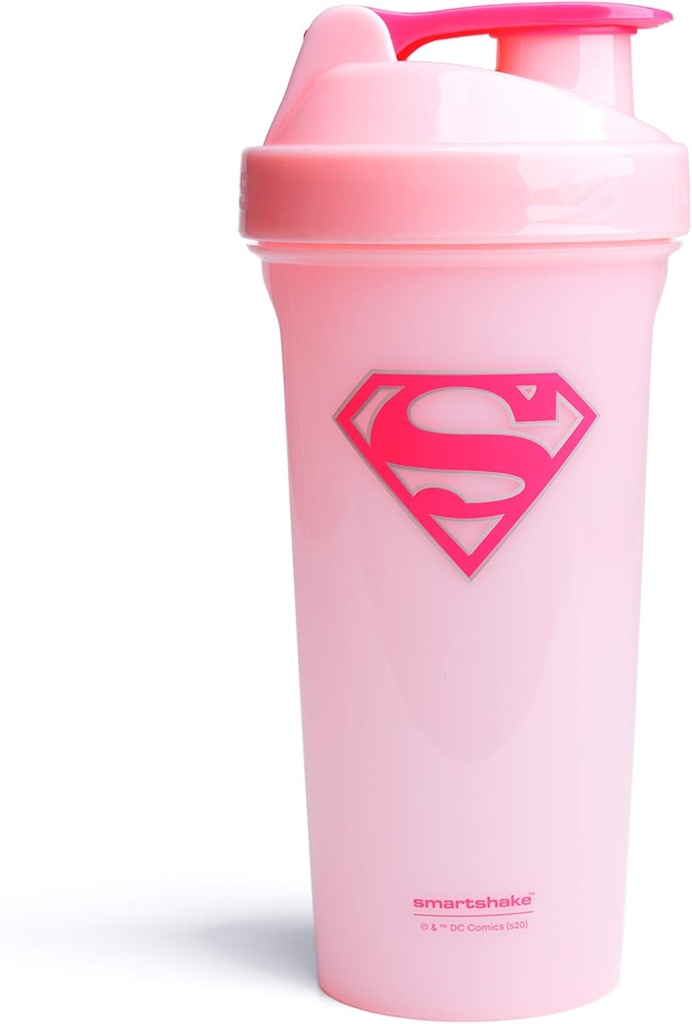 Smartshake 라이트 정의 리그 단백질 셰이커 병 800ml - DC 만화 물병, 누설 BPA 자유로운 체육관 셰이커 및 단백질 분말 (슈퍼걸이)