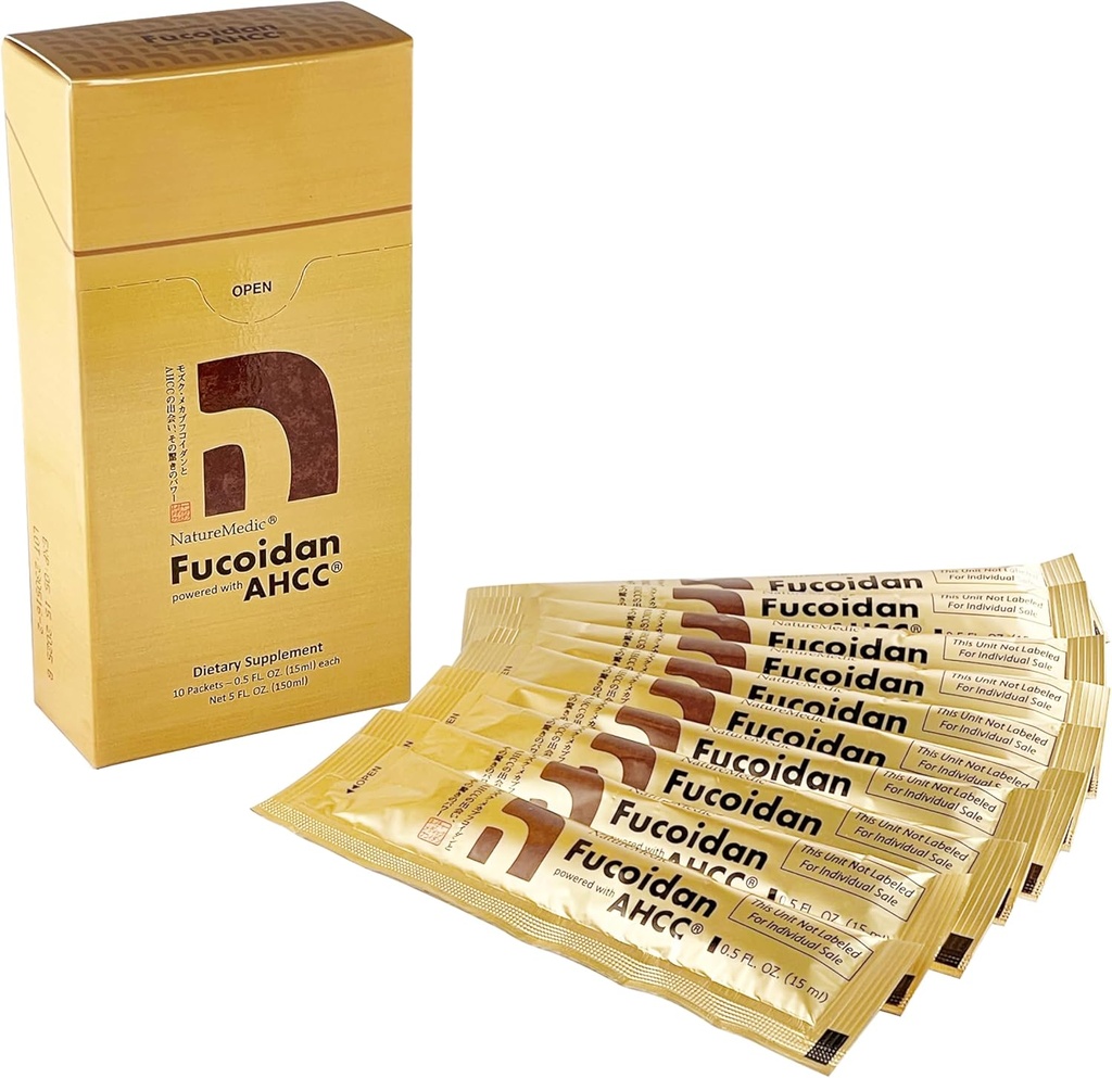 Fucoidan은 AHCC® Brown Seaweed Immunity Supplement와 함께 높은 순수성 유기 Mekabu Mozuku Agaricus 10 농축액 액체 추출물 패킷을 일본에