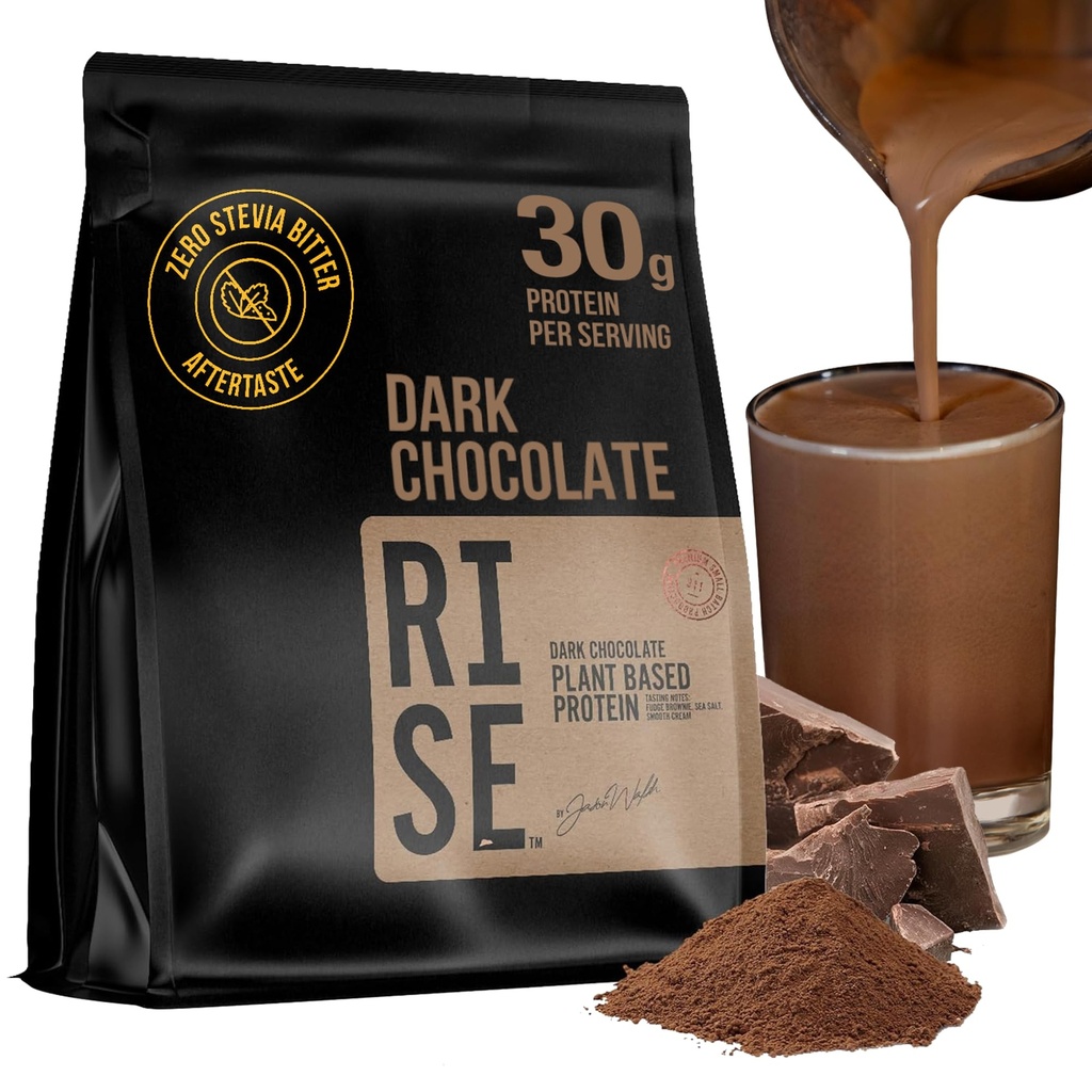 남성과 여성을위한 식물 기반 단백질 분말 - 30g 완전 식물 단백질 및 3g 레우신, Zero Bloat, Gourmet Cocoa, 매끄러운 질감, 다크 초콜릿, 15 서빙
