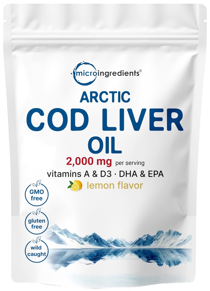 콜드 브리더 오일 2,000mg 서빙 당, 360 소프트 젤 | Burpless 레몬 맛 – 오메가 3, 비타민 A & D3, EPA, DHA에 풍부한 | 야생 잡은 북극 깊은 바다 물고기 | 심장, 뇌, & 면역