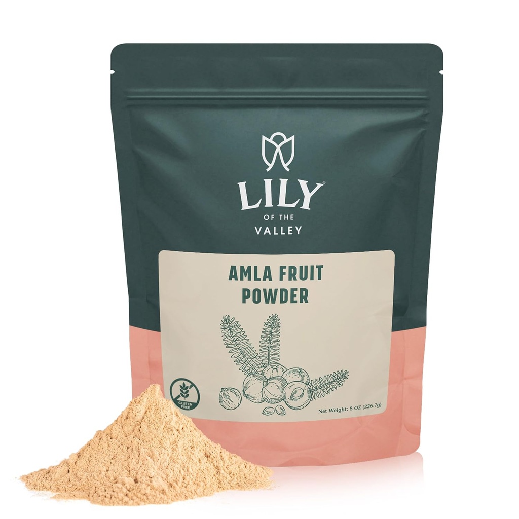 Lily of the Valley Amla Berry Powder (Amalaki) - 요리 및 뷰티 케어에 이상 - 항산화 및 비타민 C - 자연, 채식 및 글루텐 - 무료 - Resealable 파우치 (16oz, 453g)에 포장