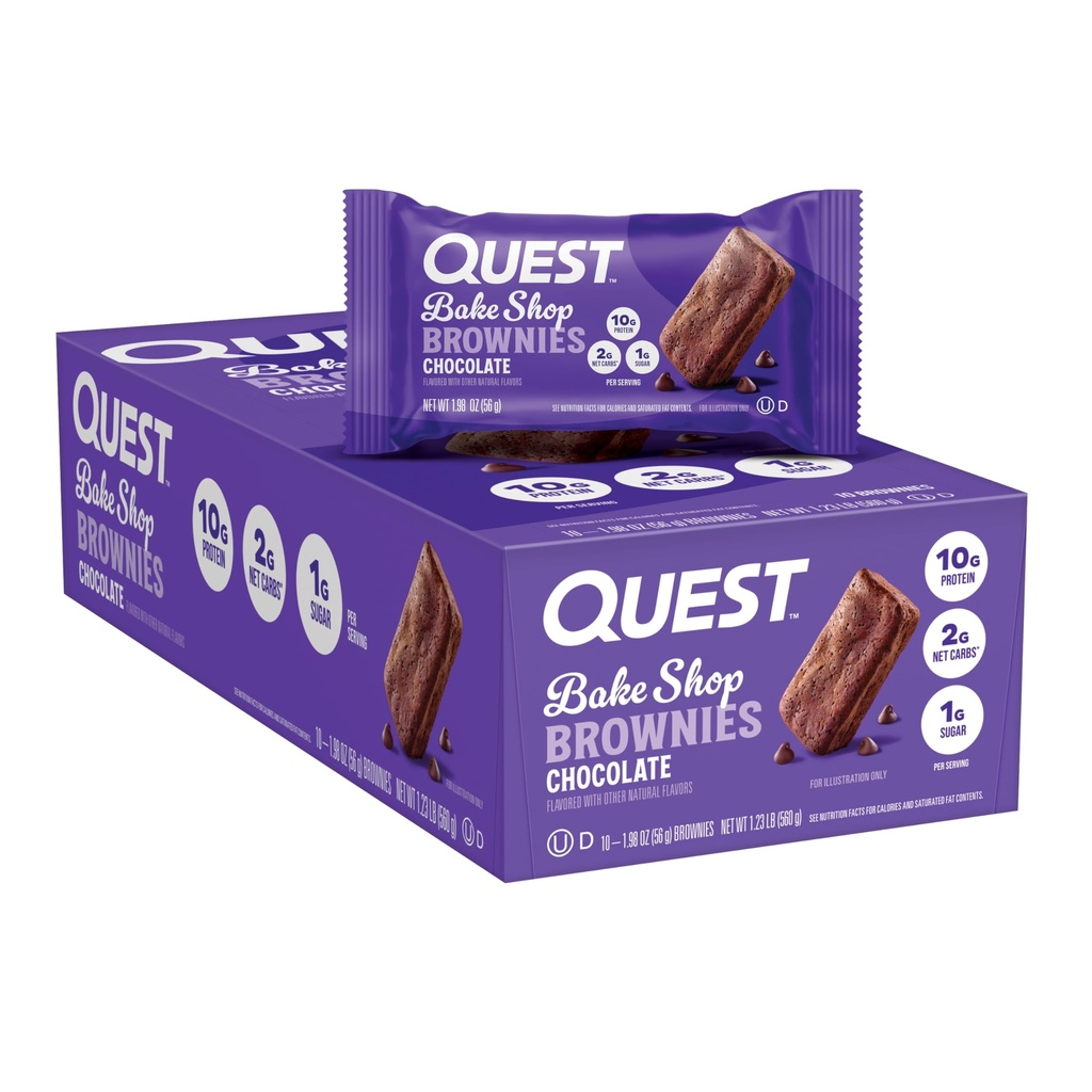 Quest Nutrition Bake Shop, 초콜릿 브라운, 10g Protein, 2g Net Carbs, 1g Sugar, Protein Snack, 10 카운트