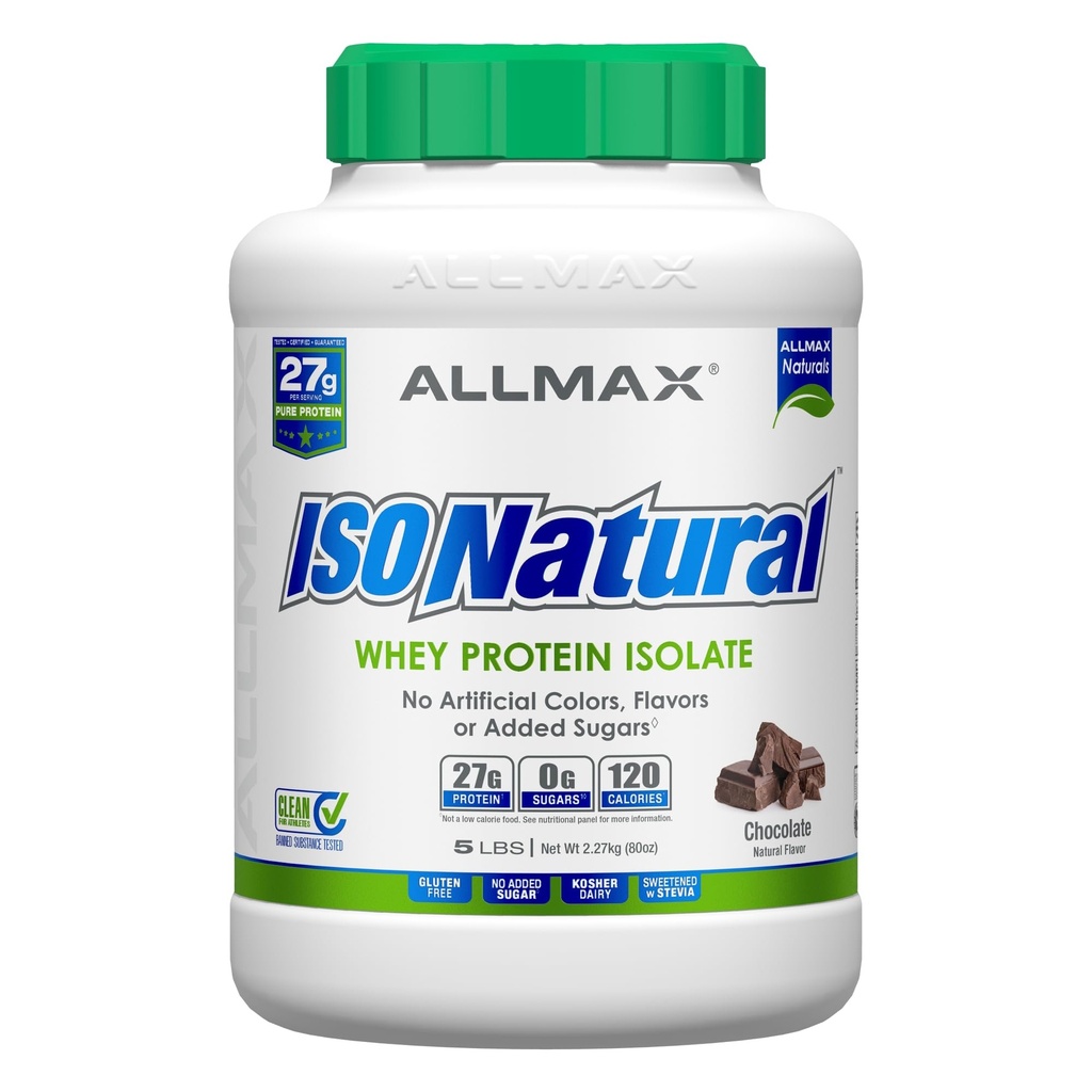 모든 맥스 ISONATURAL 호이 단백질 Isolate, 초콜릿 - 5 lb - 스코프 당 단백질의 27 그램 - Zero Fat & Sugar - 99 % Lactose Free - Prebiotics - 인공 풍미 없음 - 약 73 서빙