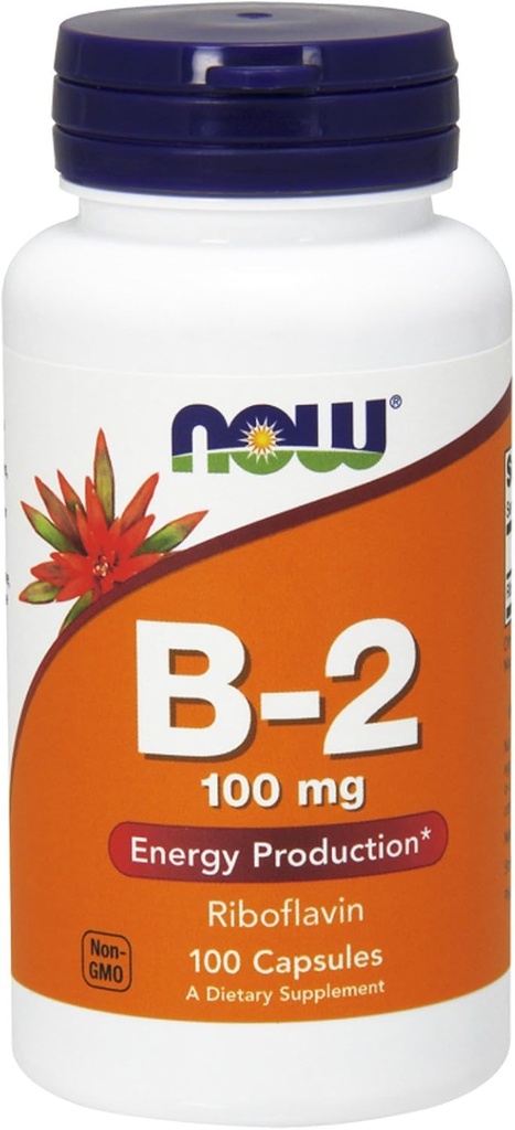 NOW 비타민 B-2 (리보플라빈) 100mg, 100 캡슐 (포장 3)