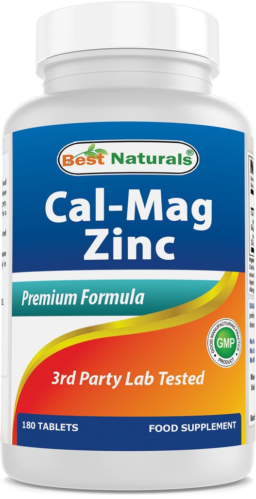 #1 CAL MAG ZINC by Best Naturals - Essential Mineral Complex - 미국 기반 GMP 인증 시설 및 세 번째 파티 테스트 순도. 보장!!, 180의 정제