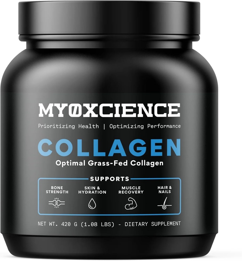 MYOXCIENCE Optimal Grass-Fed Collagen Powder | Bovine Collagen Peptides | Collagen Production, Joint Health, Skin Elasticity, 기타 (30 인분) 지원
