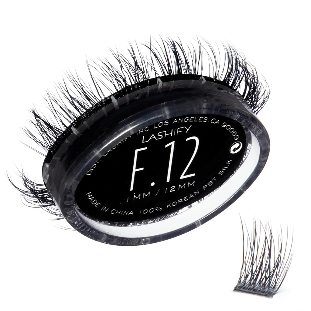 Lashify Fluffy 12mm Gossamer Eyelash Extensions Refill, Black, Easy DIY False Lashes to Add Fullness and Dimension