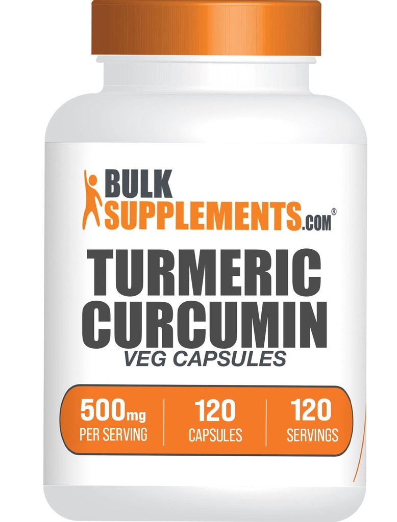 BulkSupplements.com Turmeric 500mg 추출물 캡슐 - Curcumin 보충 교재, Turmeric Curcumin - 글루텐 무료,120 Veg 캡슐 (1의 포장)