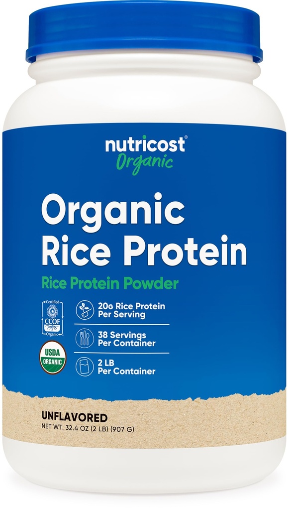 Nutricost 유기 쌀 단백질 분말 (2 LB) - 글루텐 - 무료, 비 GMO (브라운 쌀)