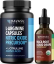 HAVASU NUTRITION 유기 마카 뿌리 액체 드롭 (60 인분) & L 아르기닌 L Citrulline 보충 (30 인분)