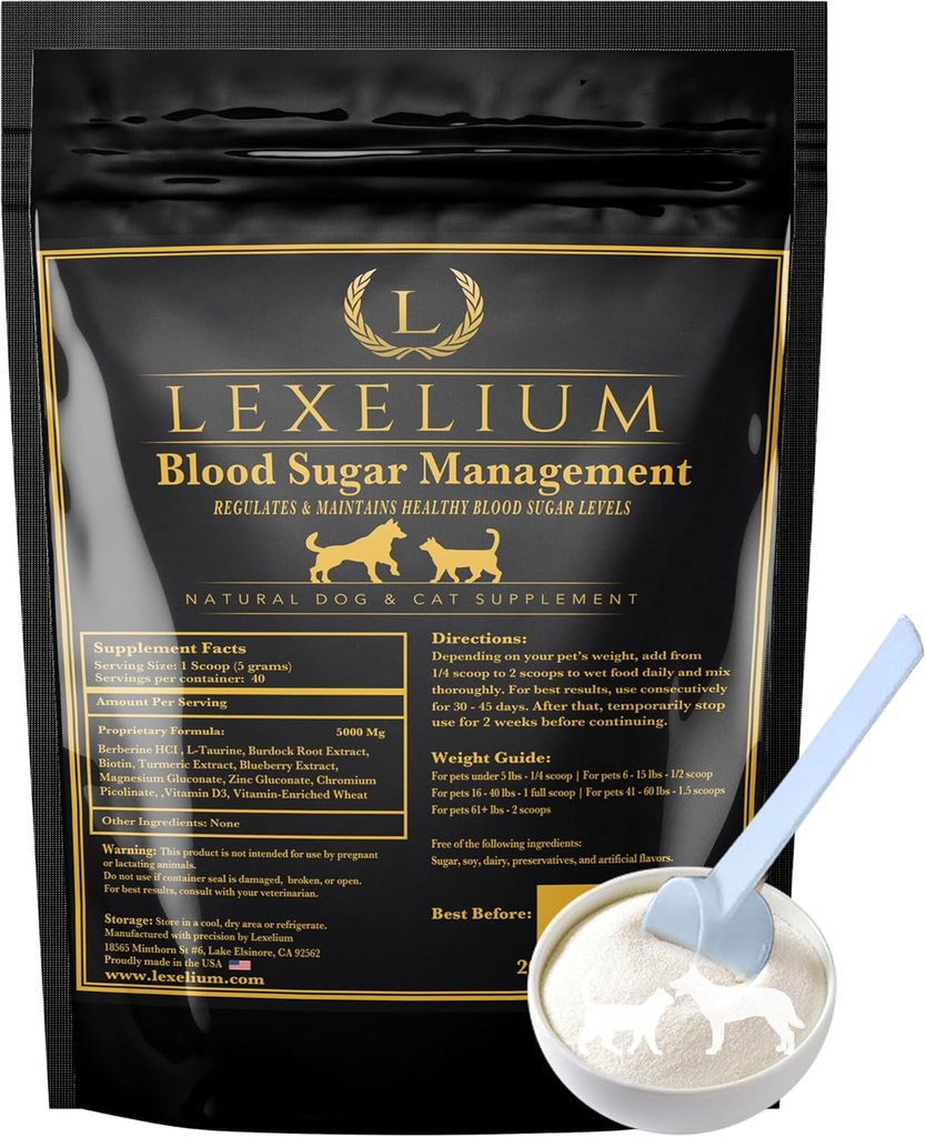 당뇨병 개와 고양이를위한 혈당 관리 - Vet-Formulated Powder Formula -Supports & Regulate Healthy Blood Sugar Levels- Supplements Insulin Sensititivity & Glucose- Made in the USA -200g