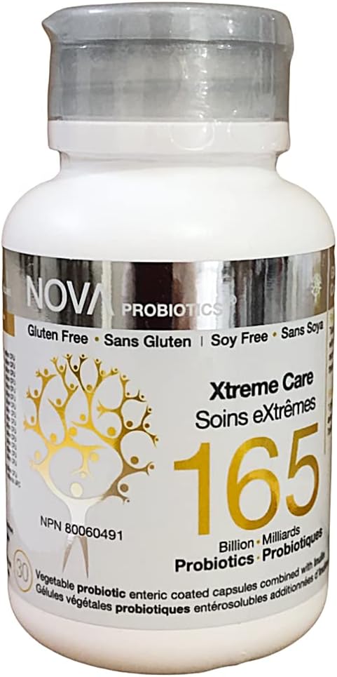 NOVA Probiotics 멀티스트레인 Xtreme Care 165 Billion Probiotics 당 캡슐 30 VCaps