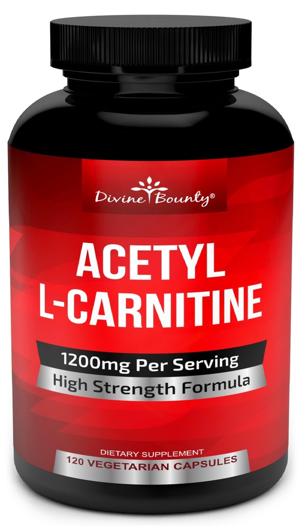 Divine Bounty Acetyl L 카르니틴 캡슐 1200mg 서빙 - L 카르니틴 보충 120 채식 캡슐