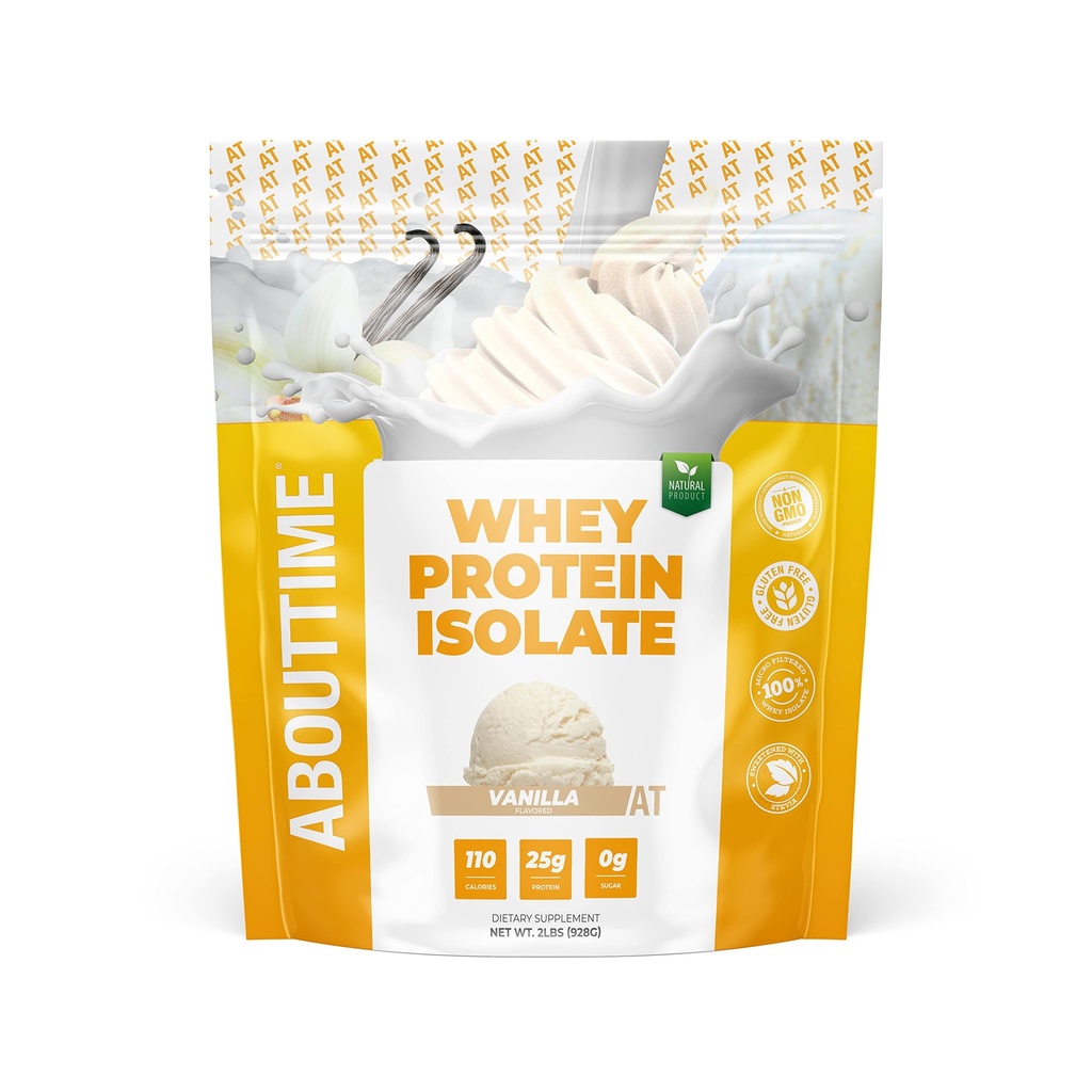 시간에 관하여 Whey Protein Isolate 분말 25g 바닐라, 자연적인 성분, 비 GMO, 글루텐 자유로운, Lactose 자유로운, 영 설탕, 낮은 Carb, 32의 서빙