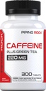Piping Rock Caffeine 환약 220mg | 300 정제 | 녹차 추출물로 보충 | 채식주의, 비 GMO, 글루텐 무료