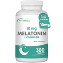 Melatonin 10 mg 정제 - 성인을위한 빠른 릴리스 천연 야간 수면 보조. (300 카운트)