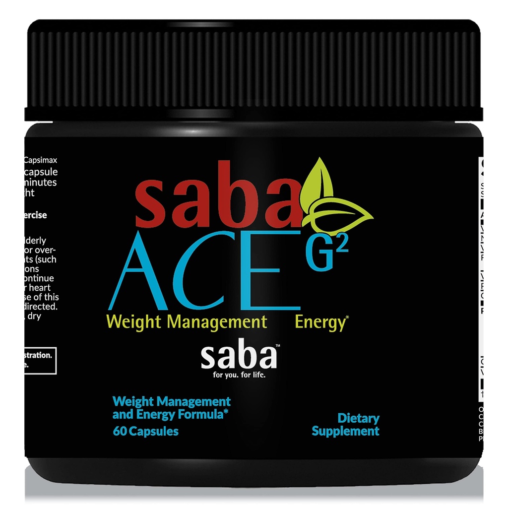 Saba ACE G2- Thermogenic Energy Burn, Pre Workout, Metabolism, Focus, Capsimax, CarnoSyn, BioPerine, Green Tea Leaf Extract, 남성 및 여성 -60 캡슐