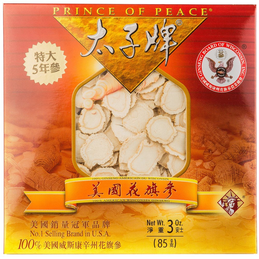 평화의 왕® 위스콘신 미국 인삼 5 년 뿌리 점보 Slices (3oz)