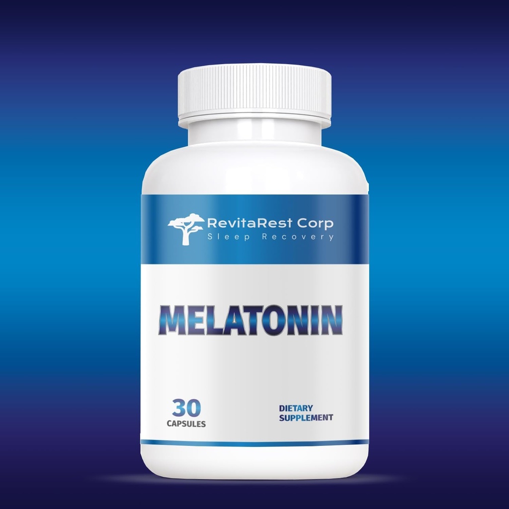 일반 RevitaRest Corp. Melatonin Blue 10mg, 30 캡슐.