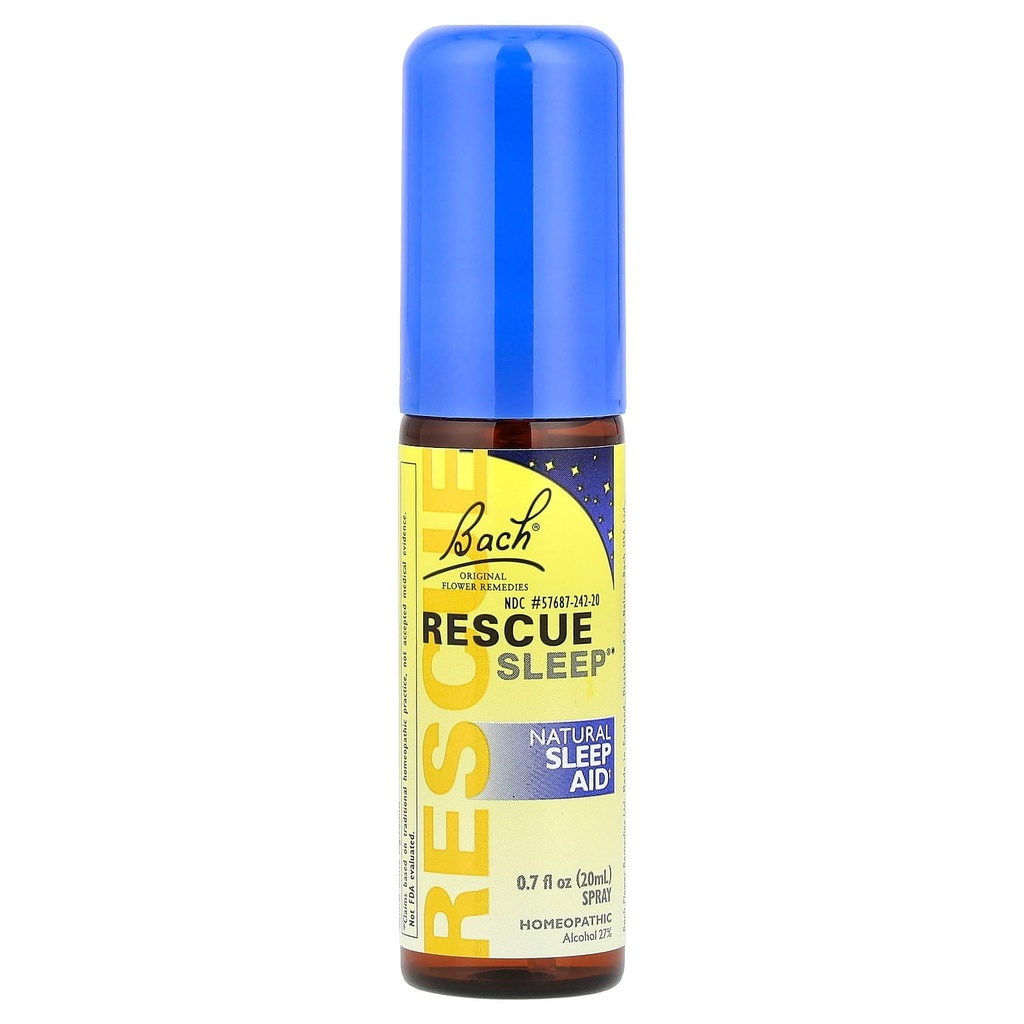 Bach RESCUE SLEEP 스프레이 20mL, 천연 수면 및 스트레스 완화 보조, Homeopathic Flower Esssence, Vegan, Melatonin, Sugar 및 글루텐, Non-Narcotic, Non-Habit 성형