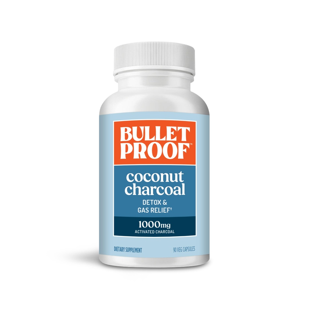 Bulletproof Coconut Charcoal Detox와 가스 구호 캡슐, 90의 조사, 100 % 코코넛 쉘에서 소스, Bloating 지원을위한 활성화 숯, 포장 May Vary