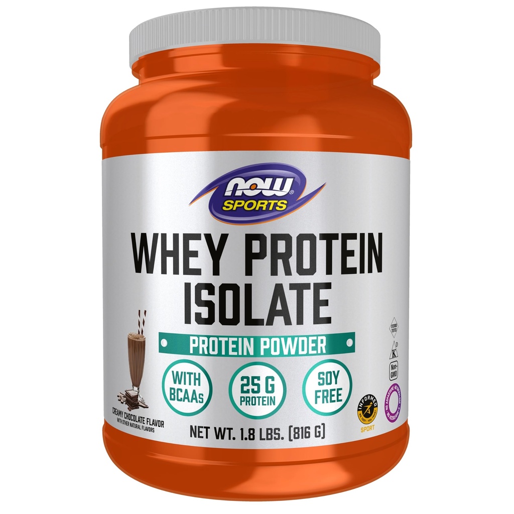 지금 음식 스포츠 영양, Whey Protein Isolate, BCAAs, 크림 초콜릿 분말, 1.8-Pound와 25 g