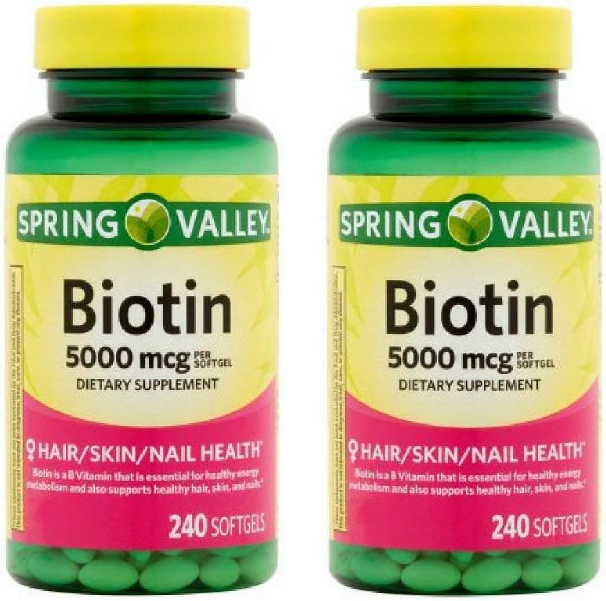 스프링 밸리 - Biotin 5000 mcg, 240 Softgels 스프링 밸리 (팩 2)