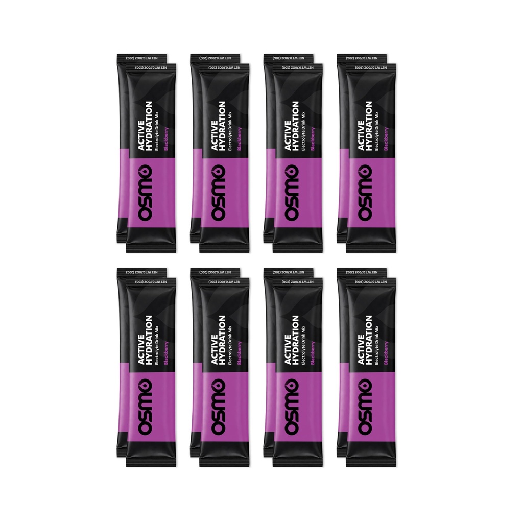 Osmo Active Hydration Electrolyte Powder - 나트륨, 마그네슘, 칼륨, 탄수화물 및 비타민, 모든 천연 성분, 3X 패스너 Hydration, Boosts Power & Endurance 포함 - 16 패킷, 블랙 베리