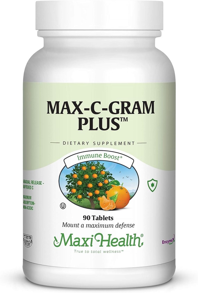 Maxi 건강 비타민 C 1050mg - 칼슘 아스코르브산염 & Bioflavonoids를 가진 완충기 C 복합체 – 면역 지원 보충교재, 비 산성, Stomach, 중력 방출에 Gentle – 90의 정제