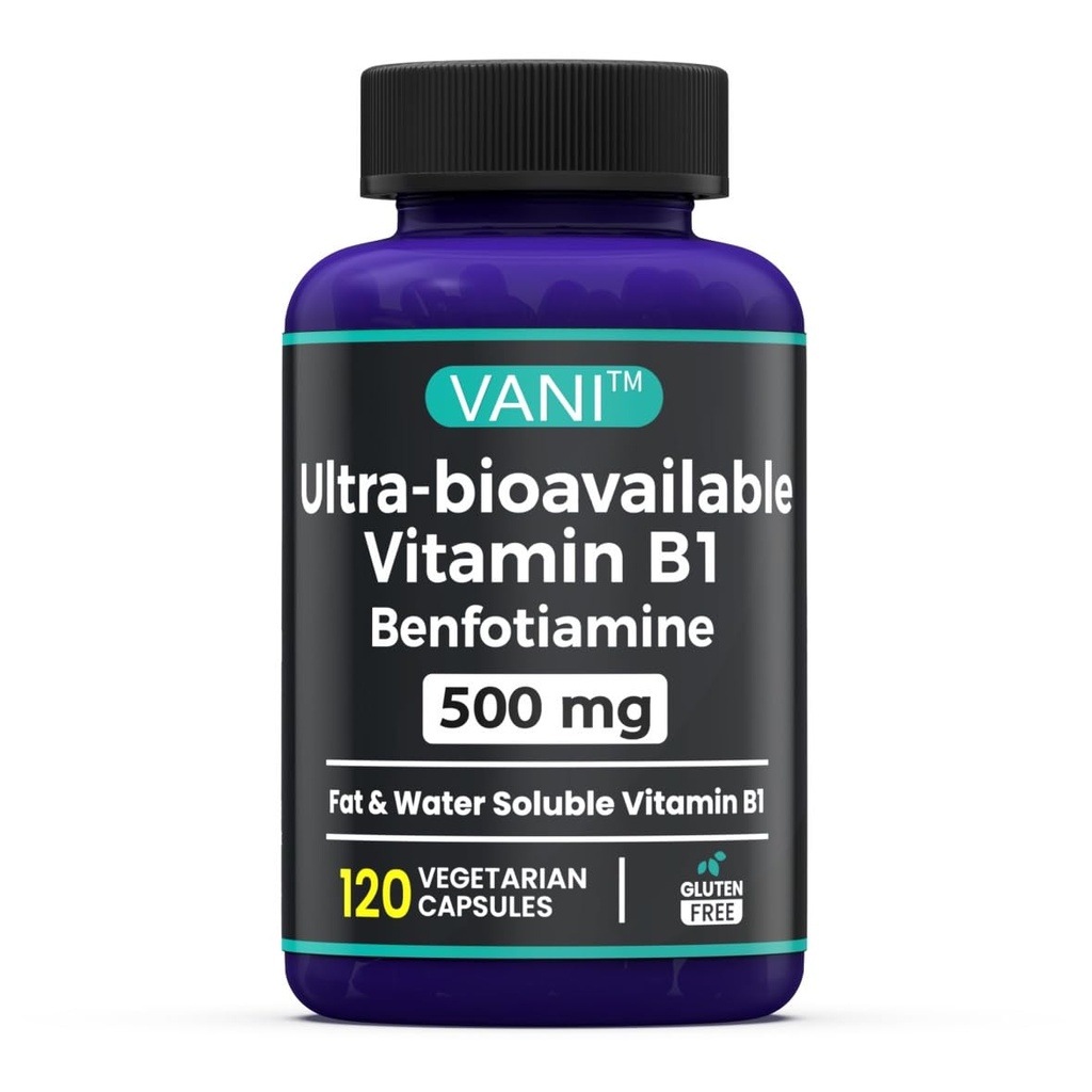 B1, 5X 시간 지방 및 수용성 Thiamine B1 보충을 가진 VANI 500MG Benfotiamine – 시험되는 제3자, 글루텐 없음 (120의 캡슐)