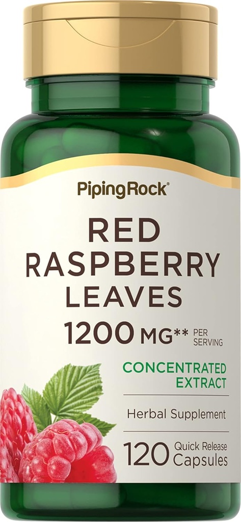 핑 락 레드 라즈베리 리프 캡슐 | 1200mg | 120 알약 | 농축된 잎 추출물 | 비 GMO, 글루텐 무료 보충