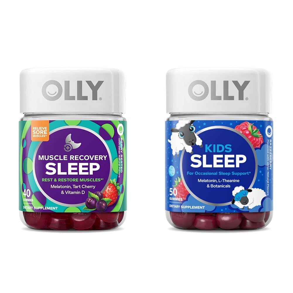 OLLY 근육 회복 Tart Cherry, 40 Count 및 Kids Sleep Gummy 와 Melatonin, Chamomile, 50 Count