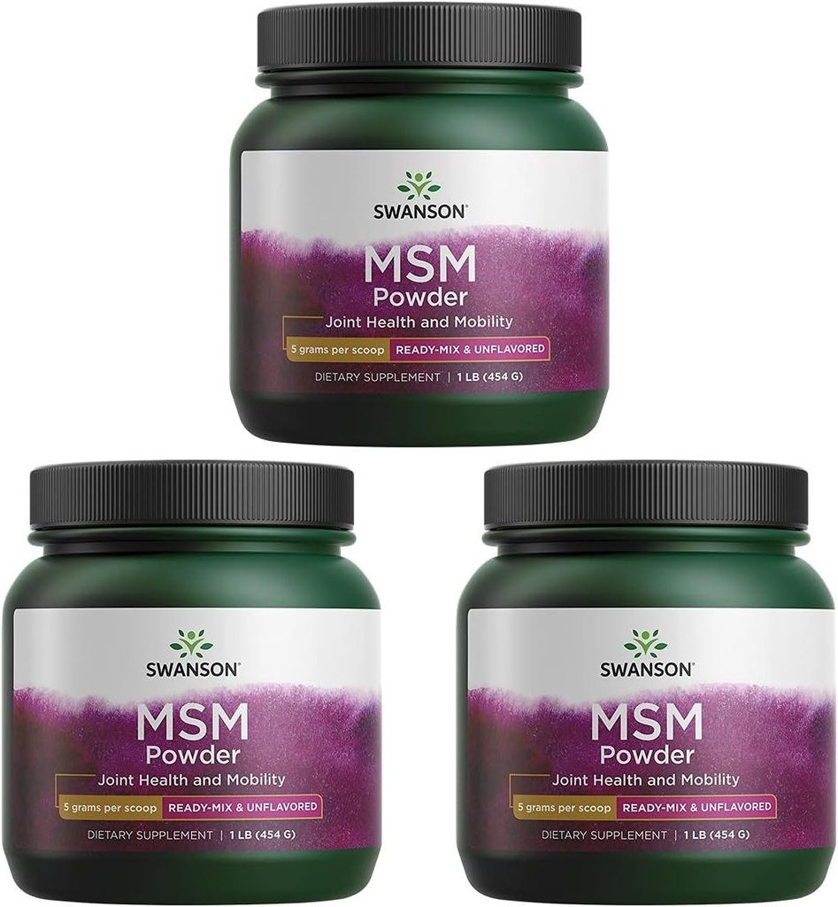 Swanson 프리미엄 브랜드 Msm 파우더 - Ready-Mix & Unflavored 1 lb Pwdr 3 팩