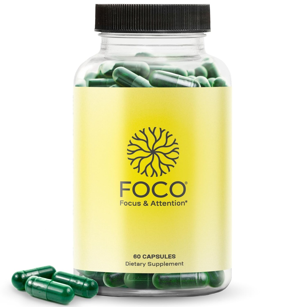FOCO 캡슐 (13 +) 자연적인 초점 보충 대 & 성인 - 농도를 위한 두뇌 Nootropic, 기억, 정신 명확성, Cognitive 증진 비타민 - 주의 보충교재 - 60의 캡슐