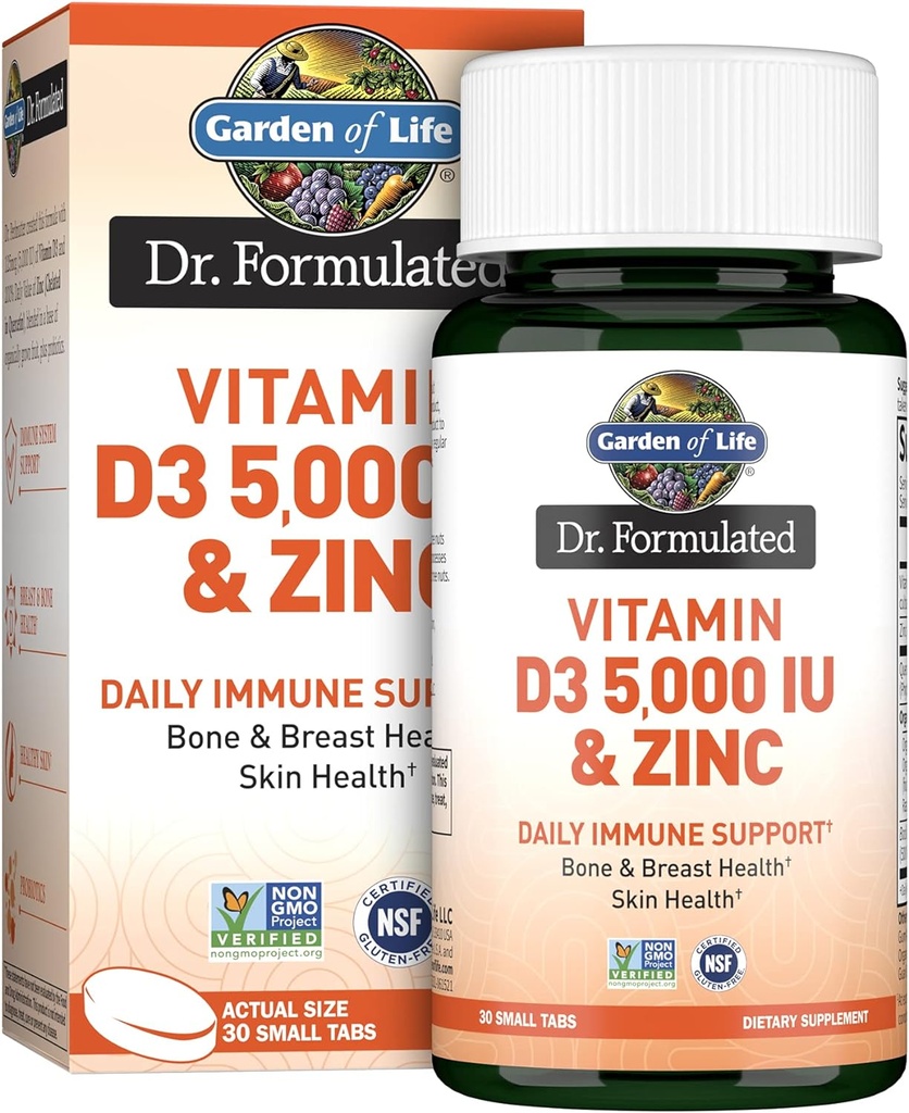 생명 Quercetin 아연의 정원은 Bone 건강, Breast Health & Skin Health에 대한 비타민 D3와 매일 면역 지원 보충 - 글루텐 무료, 비 GMO - 30 미니 탭
