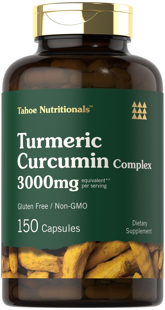 심황 쿠르쿠민 3000mg | 150 캡슐 | 검은 후추 추출물의 심황 보충 | Non-GMO, Gluten Free Herbal Complex