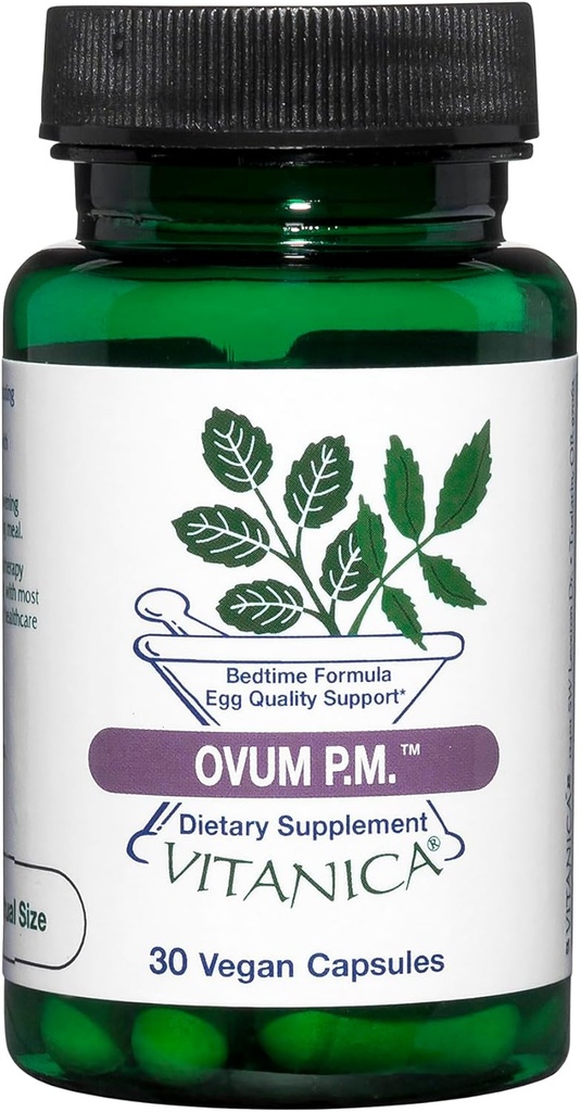 Vitanica Ovum P.M. - 비타민 D3, 알파 Lipoic Acid & Melatonin과 계란 품질 지원 - Ovum A.M. - 여성 건강을위한 초본 다이어트 보충 - 프로 로고 - 30 Vegan Caps