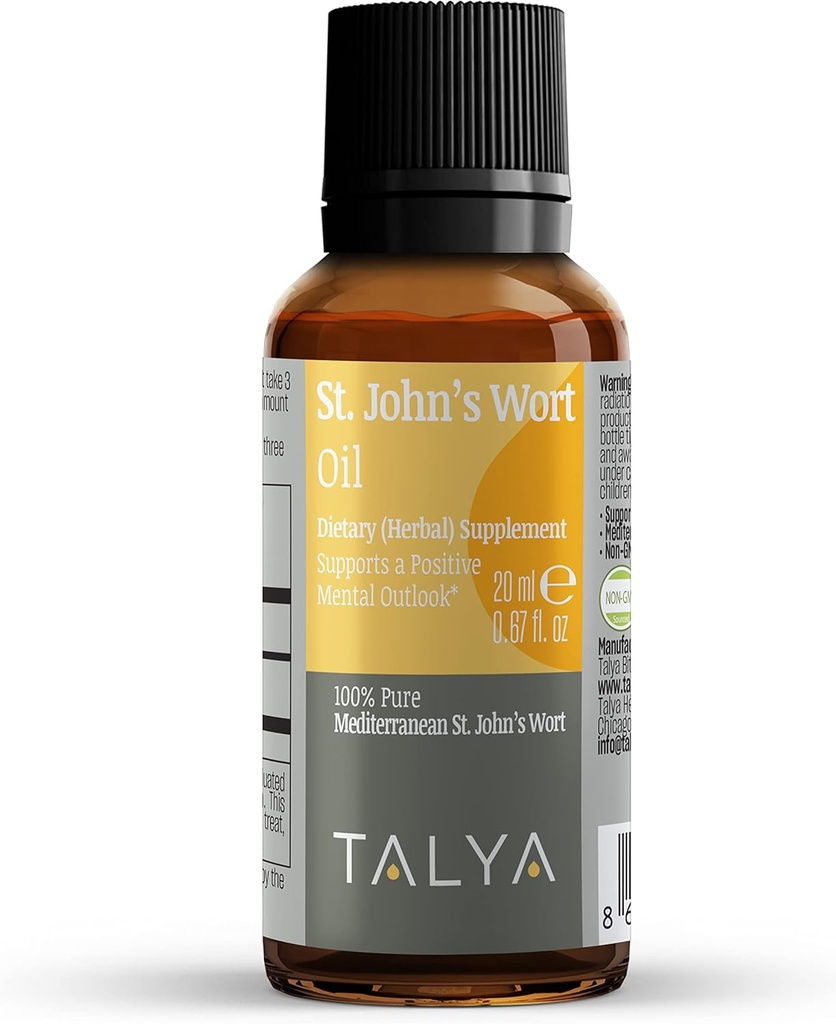 TALYA St. John 's Wort Oil 0.67 fl. oz | 100 % 순수하고 천연 액체 드롭 | 다이어트 보충 | 긍정적 인 무드 및 감정 균형 | 바디, 스킨 & 헤어 케어 | 비 GMO