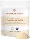 Mushroom 추출물이있는 Real Mushrooms Functional Dairy Creamer - 유기 Lucuma & Maple Powder로 단화 - 기능성 유기 크림 - 90 서빙, 차, 스무디 및 커피 크림 분말