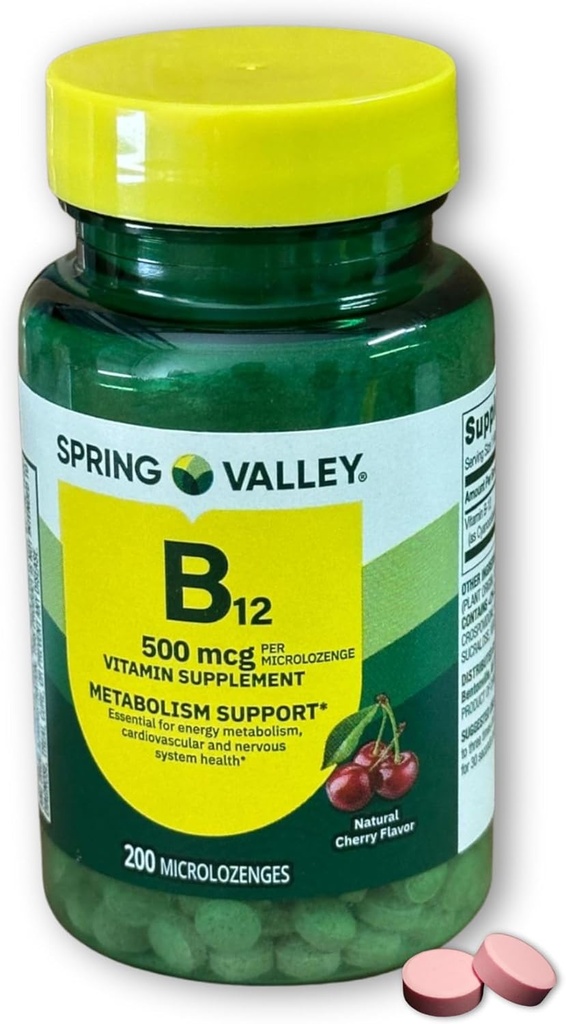 B12 500mcg 하위 언어 - 체리 맛 200 ct (팩 1)