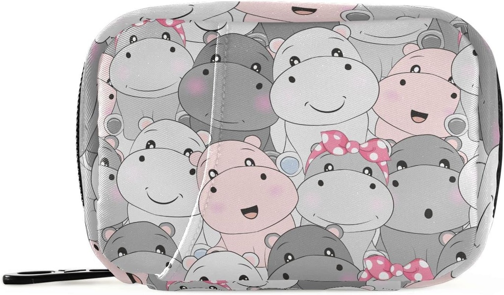 알약 상자 Hippo 만화 7 일 알약 상자 여행 알약 주최자 가방 지퍼 휴대용 주간 비타민 의학 보충교재 홀더 파우치 가방