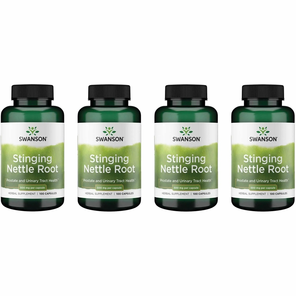 Swanson Stinging Nettle Root (Urtica Dioica) - 초본 보충 - (100 캡슐, 500mg) (4 팩)