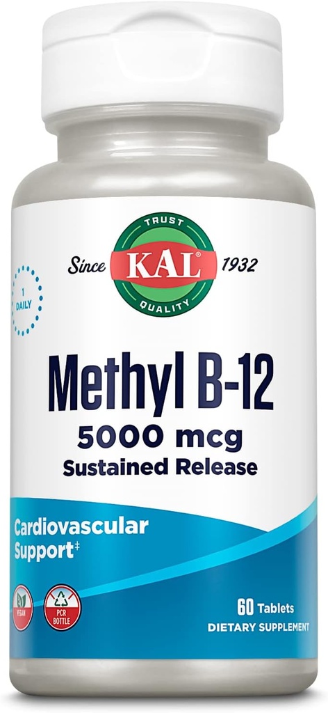 KAL 비타민 B12 Methylcobalamin 5000mcg, 건강한 에너지, Metabolism, Nerve & 빨간 혈액 세포 지원, * 빠른 용해 ActivMelts, 최선 흡수, 자연적인 라즈베리 풍미, 90의 서빙, 90의 마이크로 탭