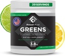 Fossil Fuel Super Greens Powder Premium Superfood | 40+ Organic Nutrients | Green Veggie Whole Foods, Wheatgrass, Spirulina, Kale for Energy, Gut Health, Detox Cleanse (20 서빙)