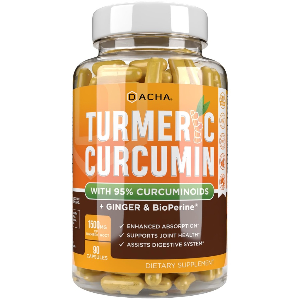 DACHA Tumeric Curcumin 보충교재 - 2250mg 합동 지원은 까만 고추 Ginger 95% Curcuminoids 캡슐을 가진 심황을 보충합니다
